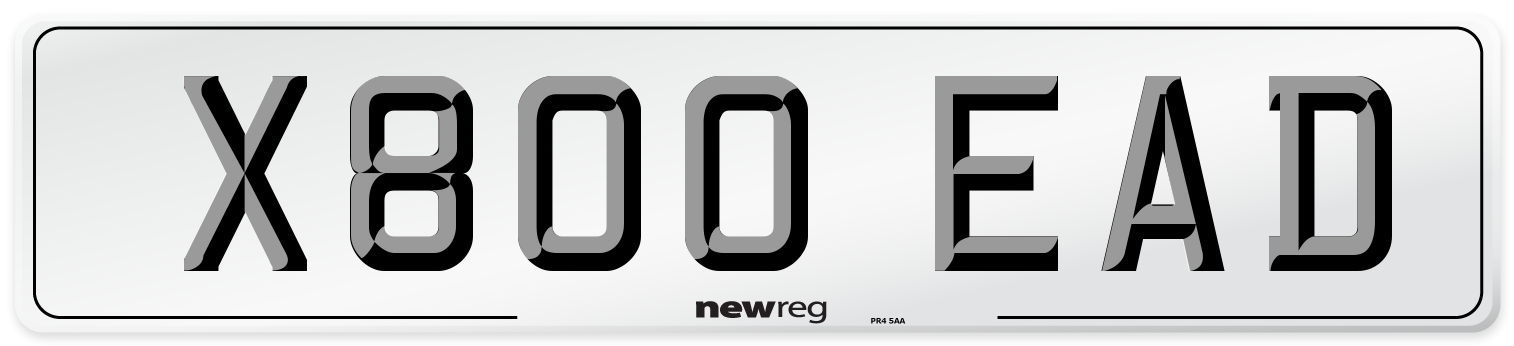 X800 EAD Number Plate from New Reg